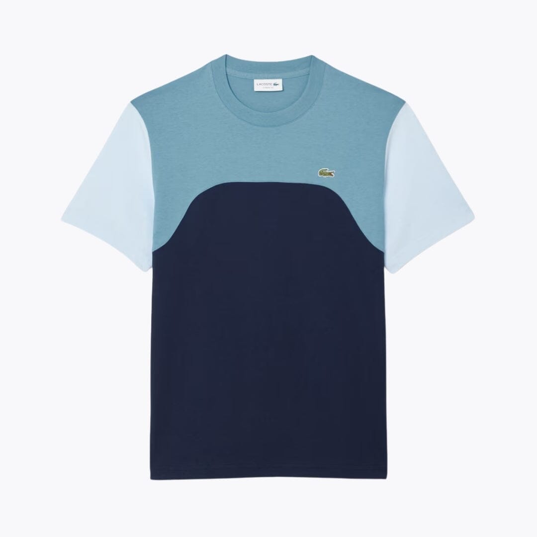 Lacoste Baumwolljersey-Farbblock-T-Shirt Stiladel Marineblau / Blau / Hellblau S 
