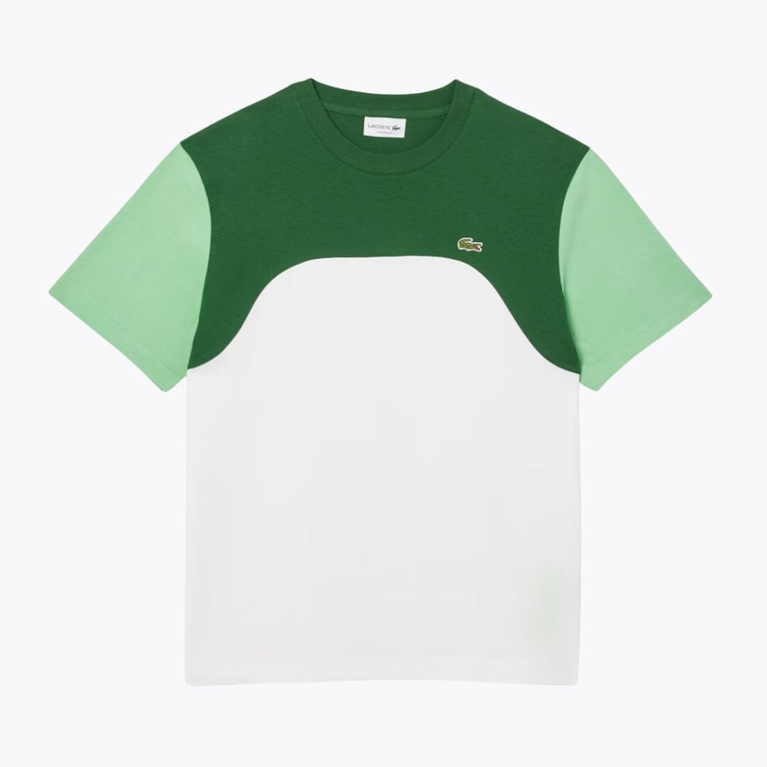 Lacoste Baumwolljersey-Farbblock-T-Shirt Stiladel Weiß / Grün S 