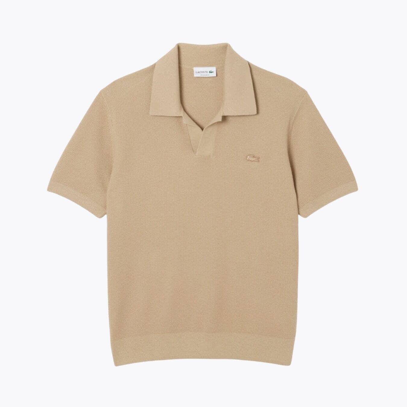 Lacoste Baumwollmischung Pullover mit offenem Polokragen Stiladel Beige S 